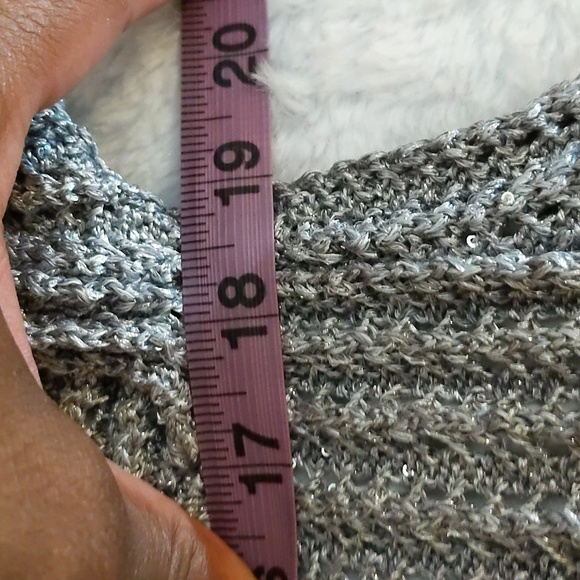 White House Black Market|Sequin Ombre Twofer Crew Neck Sweater Back Slit Shimmer - Picture 9 of 16